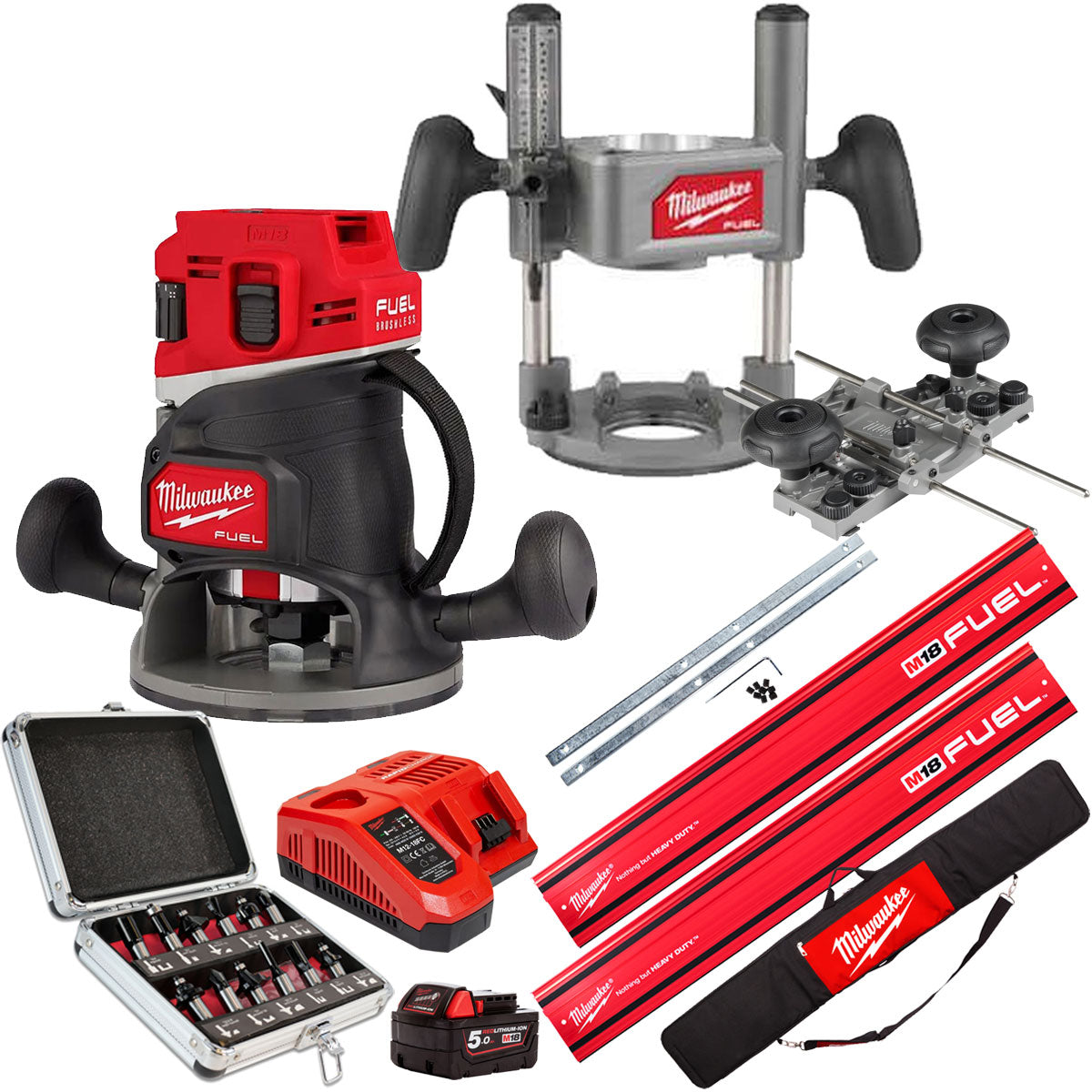 Milwaukee 18V M18FR12-0 FUEL Brushless 1/2" Router Cutter with Accessories Set - MonkeyTools
