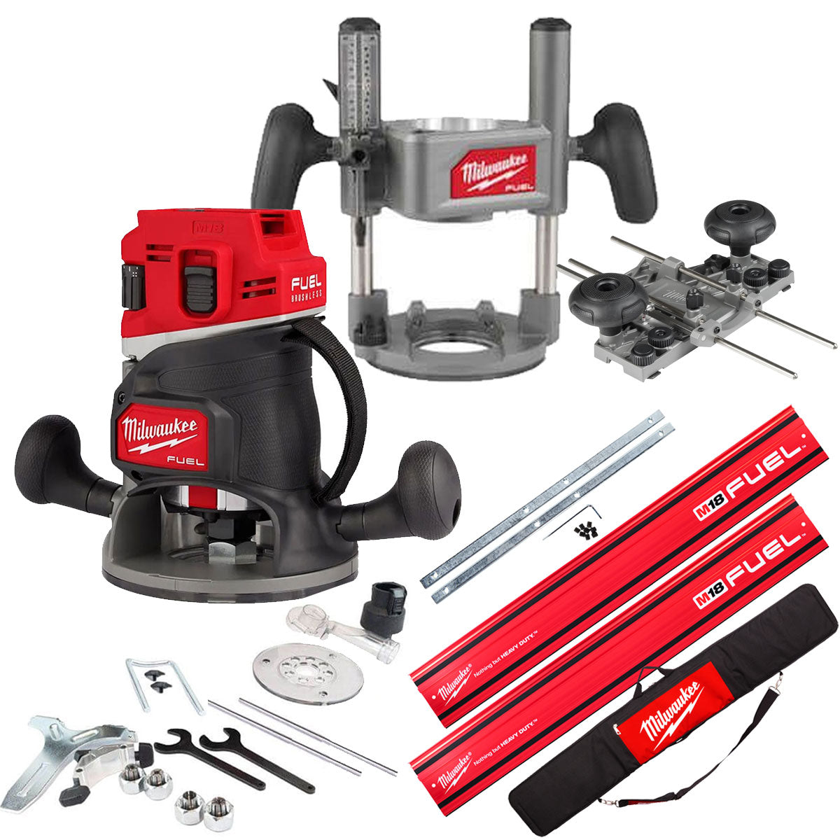 Milwaukee 18V M18FR12-0 FUEL Brushless 1/2" Router Cutter with Guide Rail Set - MonkeyTools
