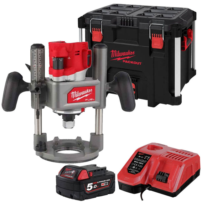 Milwaukee 18V M18FR12KIT Fuel Brushless 1/2" Router Cutter with 1 x 5.0Ah Battery & Charger - MonkeyTools