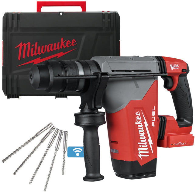 Milwaukee 18V M18ONEFHPX-0X Fuel Brushless SDS Plus Hammer Drill with 5 Piece Drill Bit Set - MonkeyTools
