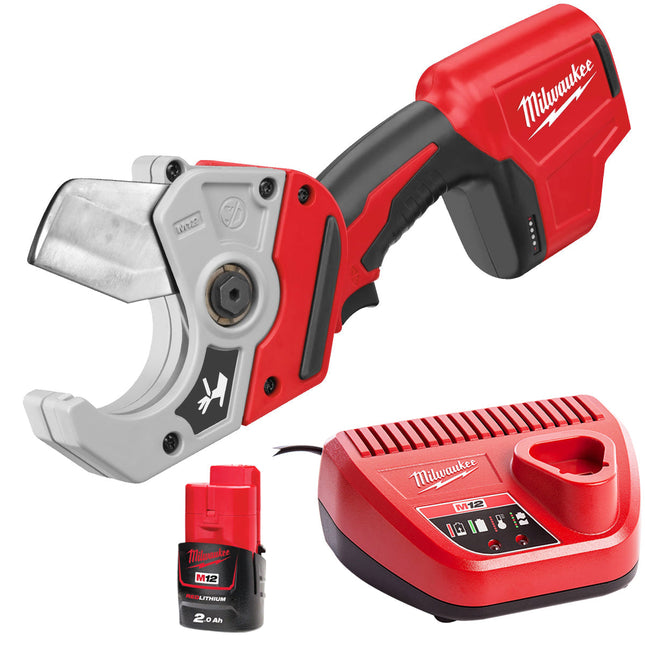Milwaukee C12 PPC-0 12V PVC Pipe Cutter with 1 x 2.0Ah Battery & Charger - MonkeyTools