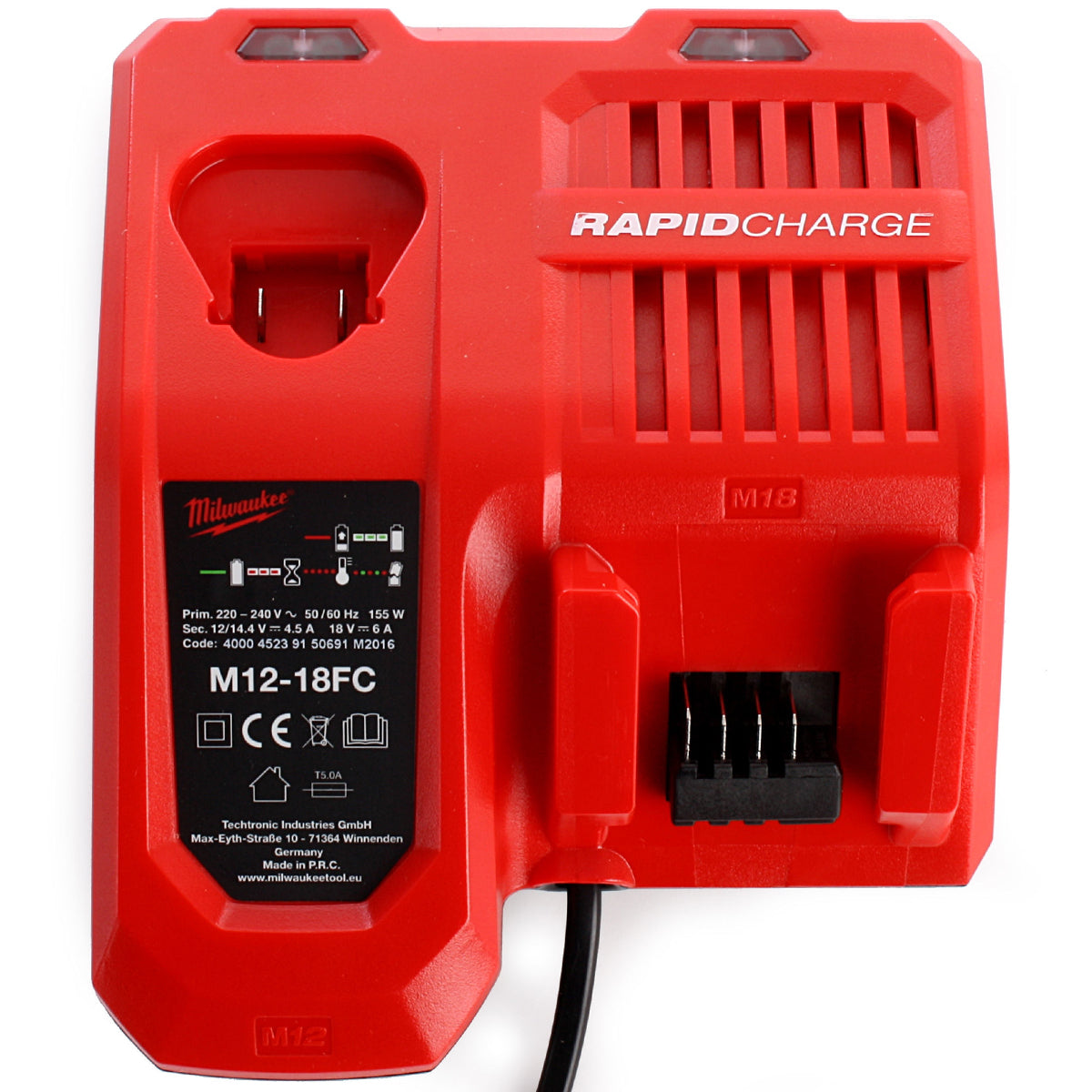 Milwaukee M12-18FC 12-18V Multi Voltage Fast Charger with M18B2 2.0Ah Battery - MonkeyTools