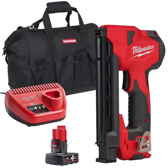 Milwaukee M12 BCST-0 12V Cable Stapler with 1 x 4.0Ah Battery & Charger in Bag - MonkeyTools