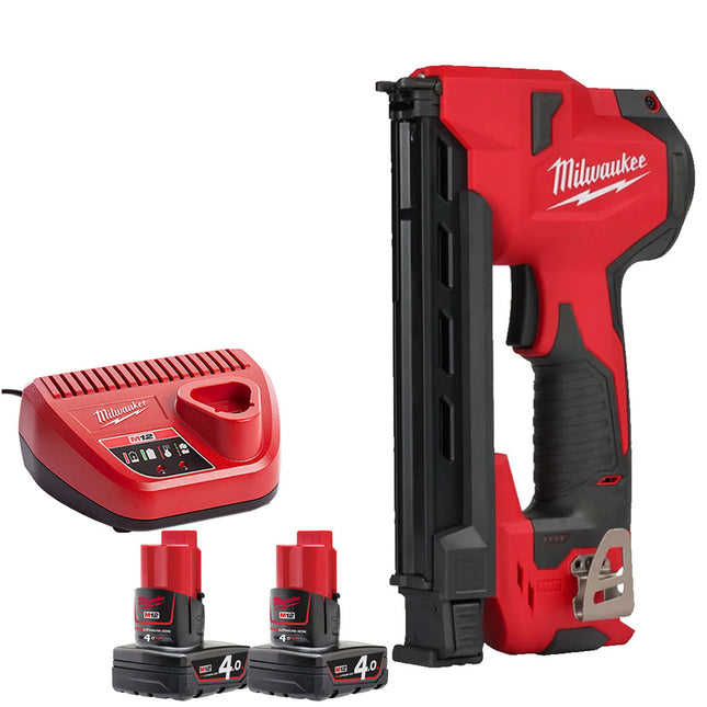 Milwaukee M12 BCST-0 12V Cable Stapler with 2 x 4.0Ah Batteries & Charger - MonkeyTools