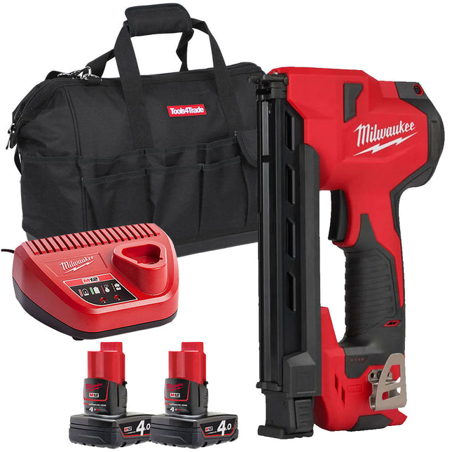 Milwaukee M12 BCST-0 12V Cable Stapler with 2 x 4.0Ah Batteries & Charger in Bag - MonkeyTools