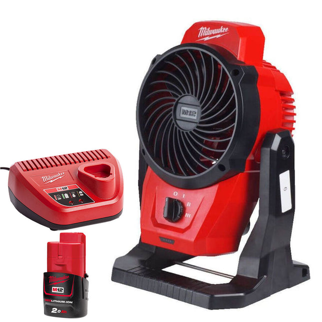Milwaukee M12AF-0 12V Cordless Air Fan with 1 x 2.0Ah Battery & Charger - MonkeyTools