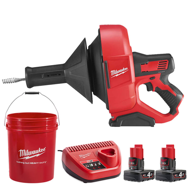 Milwaukee M12BDC6-0C 12V 6mm Drain Cleaner with 2 x 4.0Ah Battery & Charger - MonkeyTools
