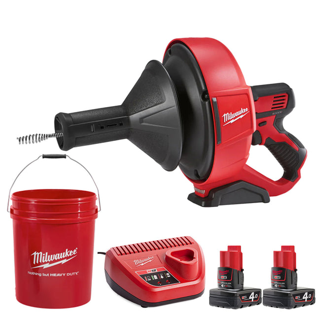 Milwaukee M12BDC8-0C 12V 8mm Drain Cleaner with 2 x 4.0Ah Battery & Charger - MonkeyTools