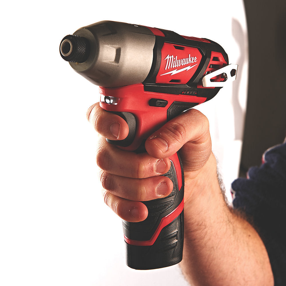 Milwaukee M12BID-202C 12V Impact Driver 1/4" with 2 x 2.0Ah Batteries with Socket Adapter - MonkeyTools