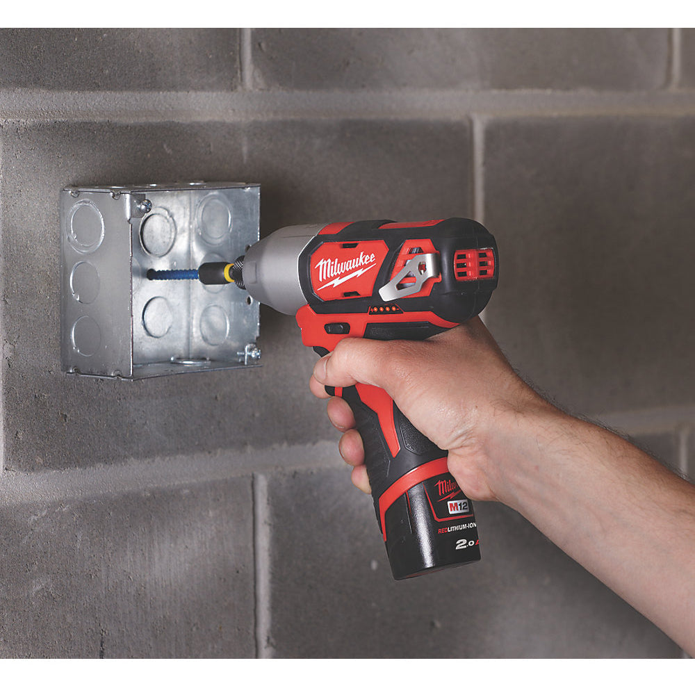 Milwaukee M12BID-202C 12V Impact Driver 1/4" with 2 x 2.0Ah Batteries with Socket Adapter - MonkeyTools
