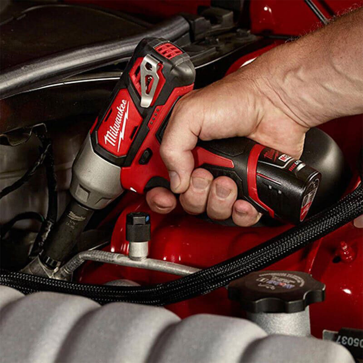 Milwaukee M12BIW14-0C 12V Sub Compact 1/4" Impact Wrench with 1 x 2.0Ah Battery Charger & Case - MonkeyTools
