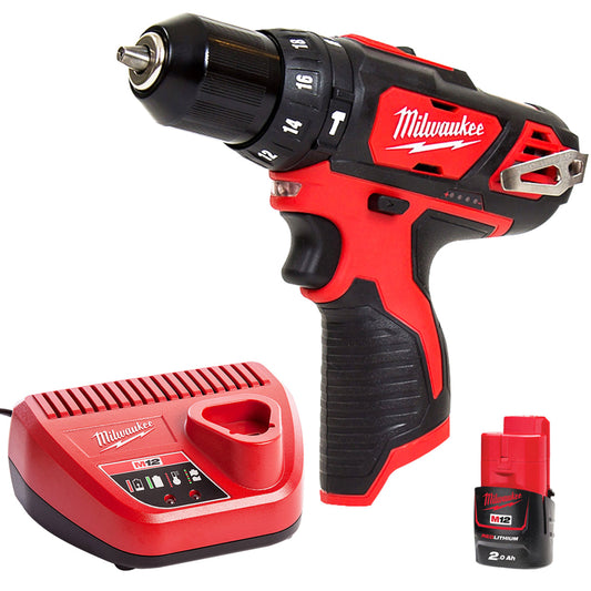 Milwaukee M12BPD-0 12V Combi Hammer Drill with 1 x 2.0Ah Battery & Charger - MonkeyTools