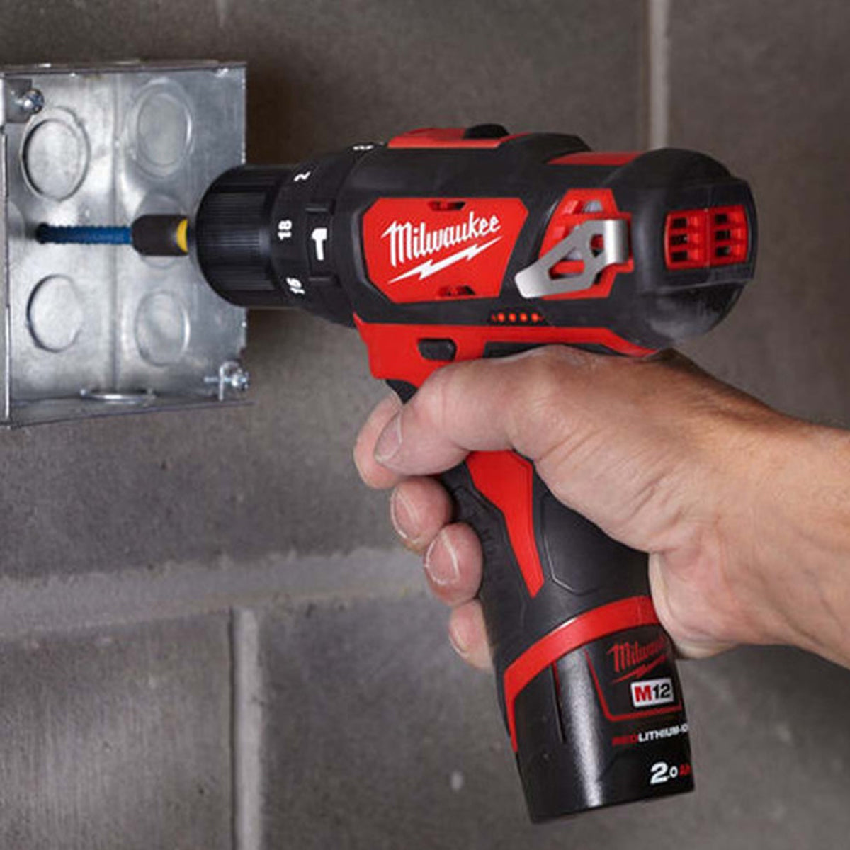 Milwaukee M12BPD-202C 12V Combi Drill with 2 x 2.0Ah Batteries Charger & Case 4933443889 - MonkeyTools