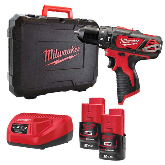 Milwaukee M12BPD-202C 12V Combi Drill with 2 x 2.0Ah Batteries Charger & Case 4933443889 - MonkeyTools