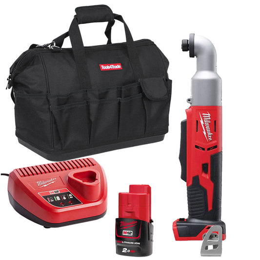 Milwaukee M12BRAID-0 12V 1/4" Hex Right Angle Impact Driver with 1 x 2.0Ah Battery Charger & Bag - MonkeyTools