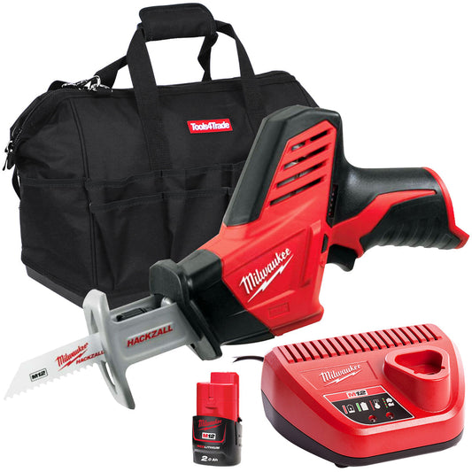 Milwaukee M12C12HZ-0 12V Hackzall Reciprocating Saw with 1 x 2.0Ah Battery Charger & Bag - MonkeyTools