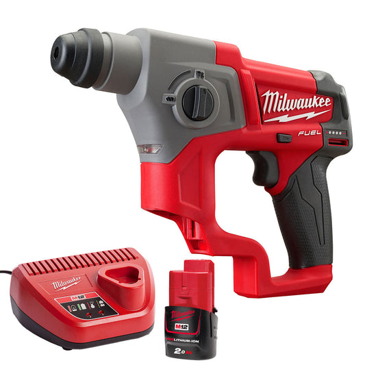 Milwaukee M12CH-0 12V Brushless SDS+ Hammer Drill with 1 x 2.0Ah Battery & Charger - MonkeyTools