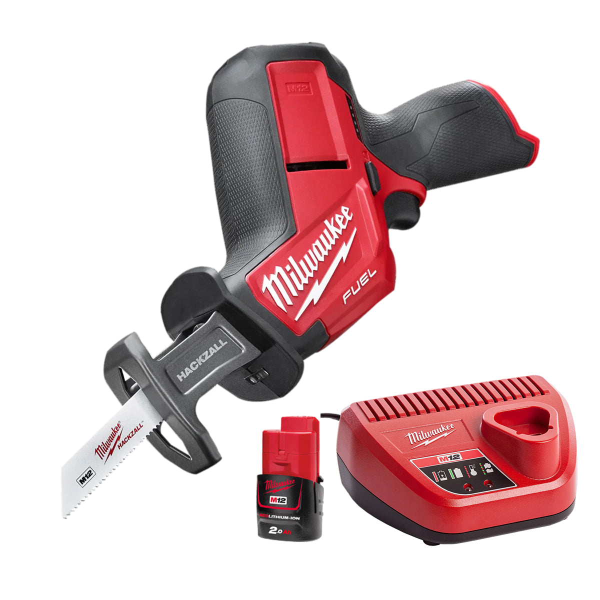 Milwaukee M12CHZ-0 12V Fuel Brushless HackZall Reciprocating Saw with 1 x 2.0Ah Battery & Charger - MonkeyTools