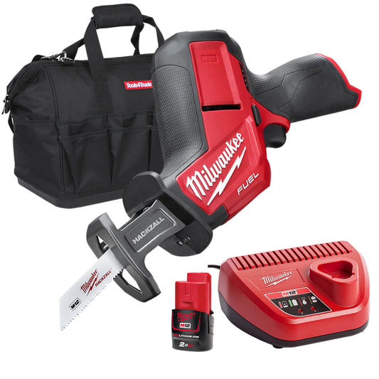 Milwaukee M12CHZ-0 12V Fuel Brushless HackZall Reciprocating Saw with 1 x 2.0Ah Battery Charger & Bag - MonkeyTools