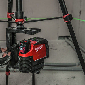 Milwaukee M12CLLP-0 12V Green Cross Line 2 Plane Laser 360° Case with 1 x 2.0Ah Battery & Charger - MonkeyTools