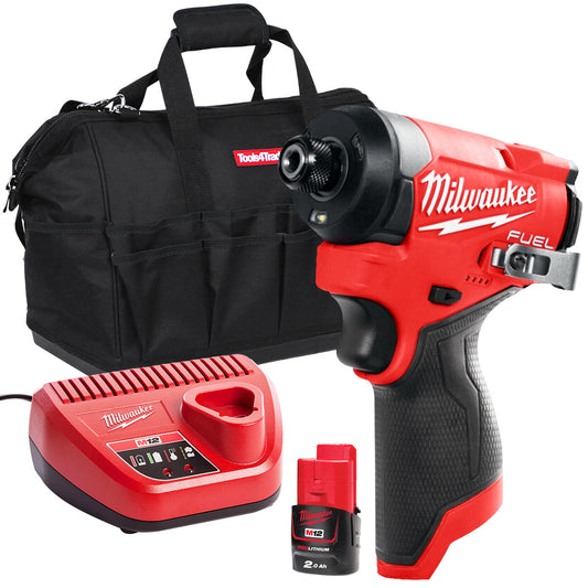 Milwaukee M12FID2-0 12V Brushless Impact Driver with 1 x 2.0Ah Battery Charger & Bag - MonkeyTools