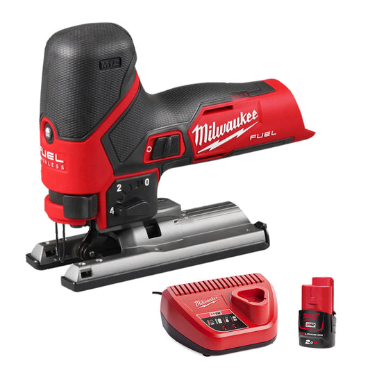 Milwaukee M12FJS-0 12V Fuel Brushless Bodygrip Jigsaw with 1 x 2.0Ah Battery & Charger - MonkeyTools