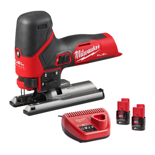 Milwaukee M12FJS-0 12V Fuel Brushless Bodygrip Jigsaw with 2 x 2.0Ah Battery & Charger - MonkeyTools