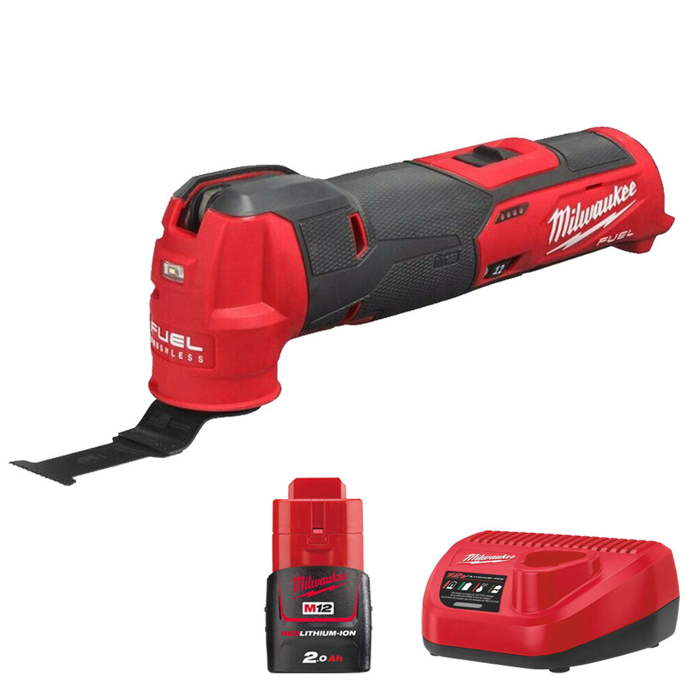Milwaukee M12FMT-0 12V Brushless Multi-Tool with 1 x 2.0Ah Battery Charger - MonkeyTools