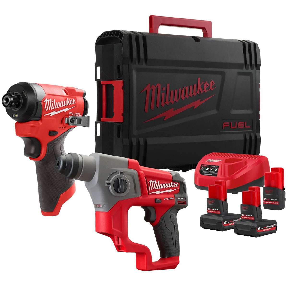 Milwaukee M12FPP2M2-5253X 12V Fuel Brushless SDS+ Drill & Impact Driver with 3 x Batteries Charger & Box 4933492639 - MonkeyTools