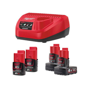 Milwaukee M12FPP7A2-624P 12V Fuel 7 Piece Tool Kit with 4 x Battery Charger & Cases 4933492382 - MonkeyTools