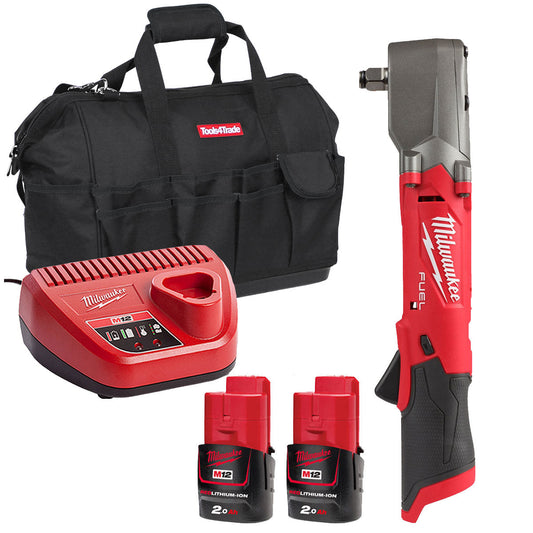 Milwaukee M12FRAIWF12-0 12V 1/2" Brushless Right Angle Impact Wrench with 2 x 2.0Ah Batteries & Charger in Bag - MonkeyTools