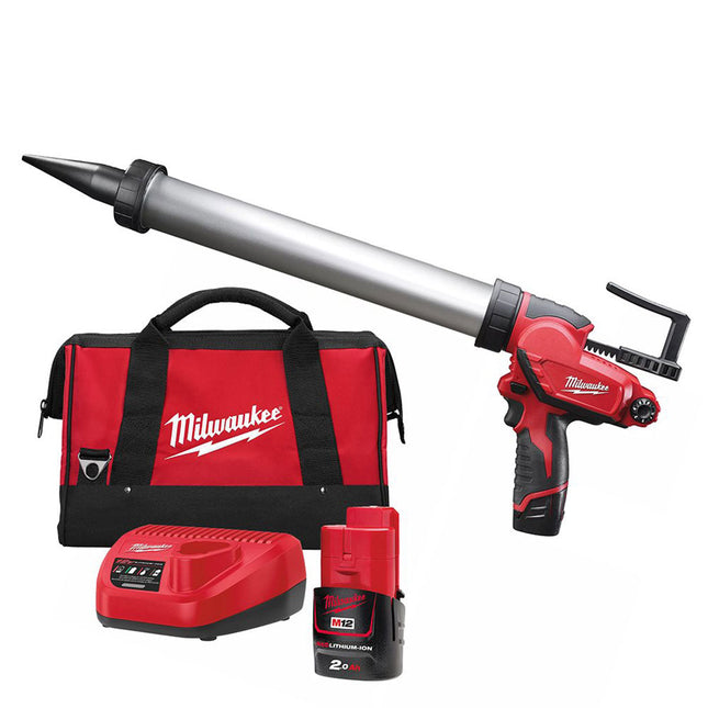 Milwaukee M12PCG/600A-201B 12V Caulking Gun with 1 x 2.0Ah Battery, Charger & Bag 4933448764 - MonkeyTools