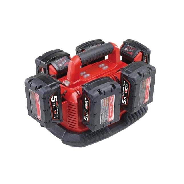 Milwaukee M1418C6 240V Multibay Charger with 6 x M18B5 5.0Ah Batteries Kit - MonkeyTools