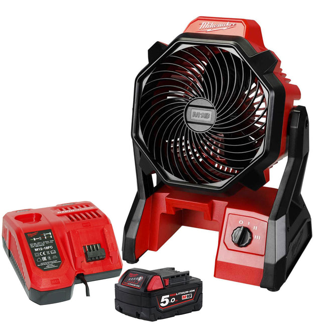 Milwaukee M18AF-0 18V Air Fan with 1 x 5.0Ah Battery & Charger - MonkeyTools