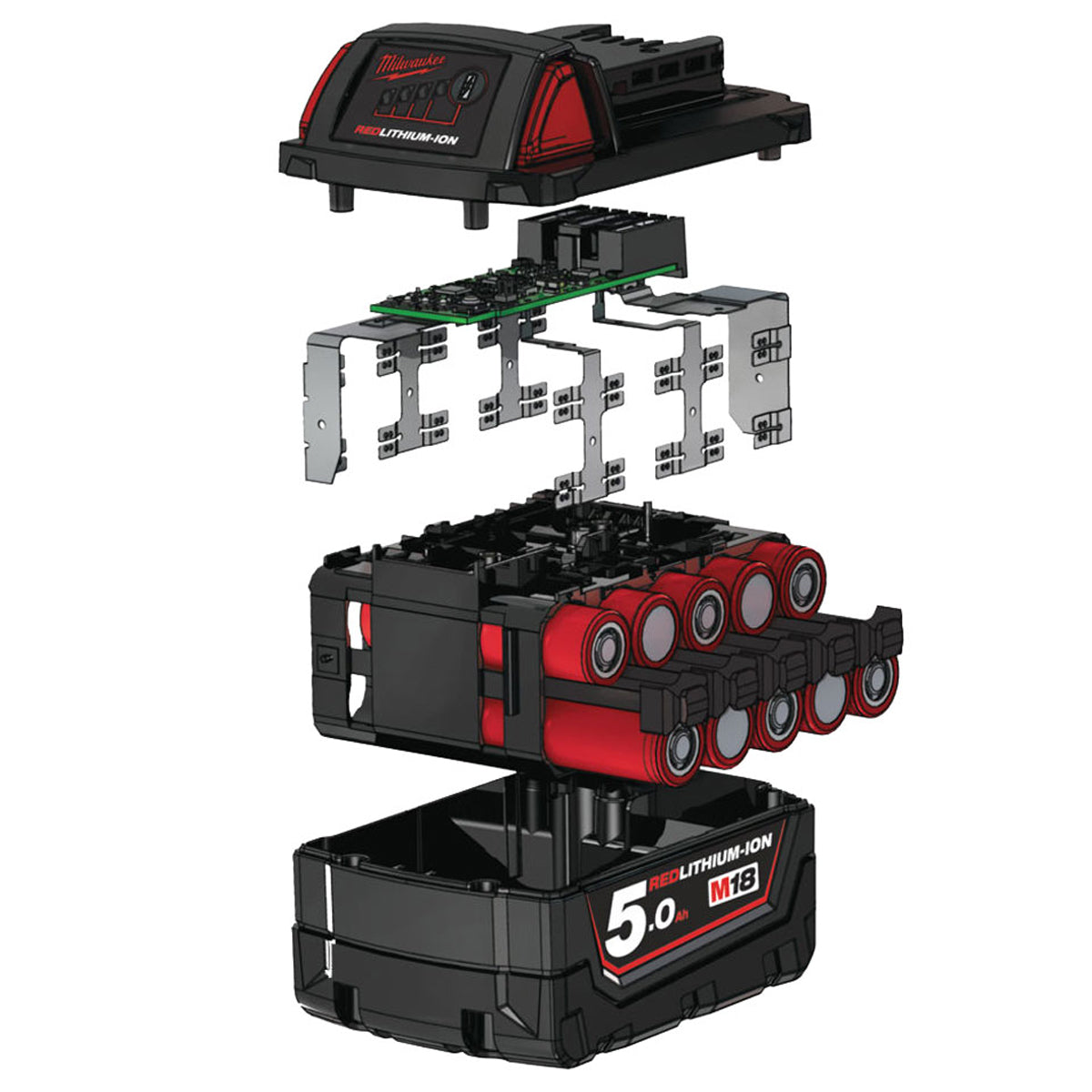 Milwaukee M18B5 18V Red Lithium-ion 5.0Ah Battery 4932430483 - MonkeyTools