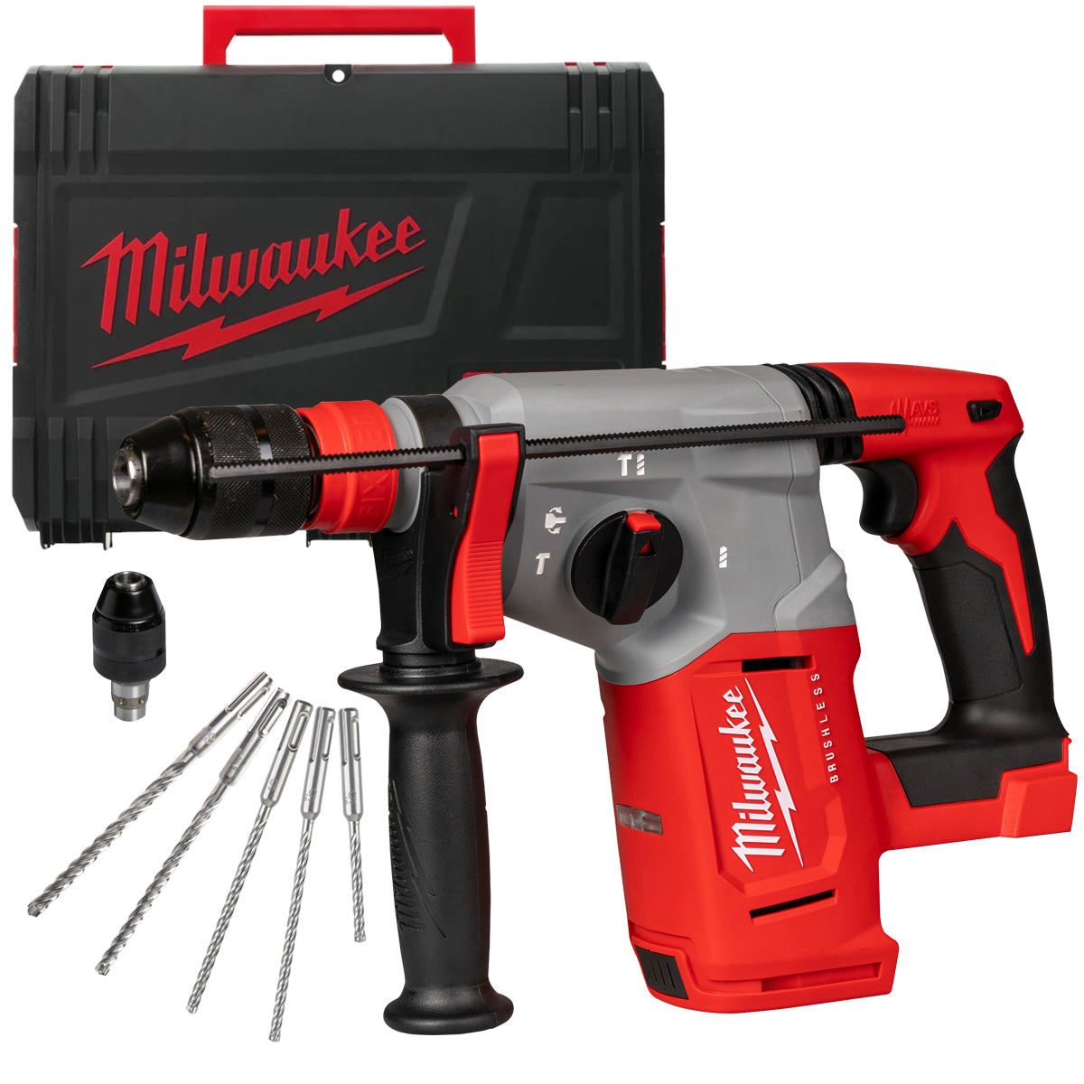 Milwaukee M18BLHX-0X 18V Brushless SDS-Plus Hammer Drill with 5 Piece Drill Bit Set - MonkeyTools