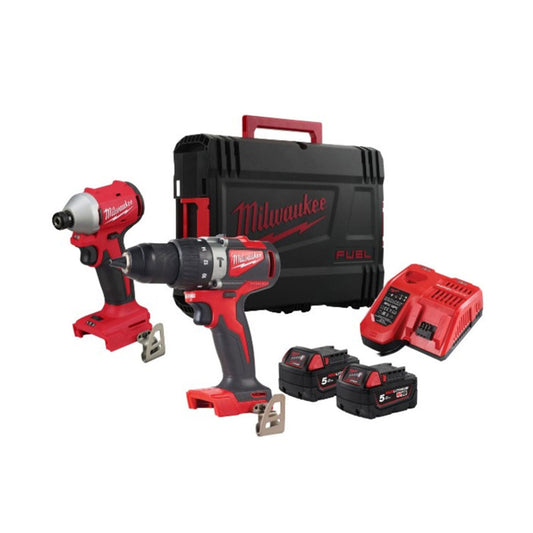 Milwaukee M18BLPP2A3-502X 18V Brushless Combi Drill & Impact Driver with 2 x 5.0Ah Batteries, Charger & Case 4933492845 - MonkeyTools