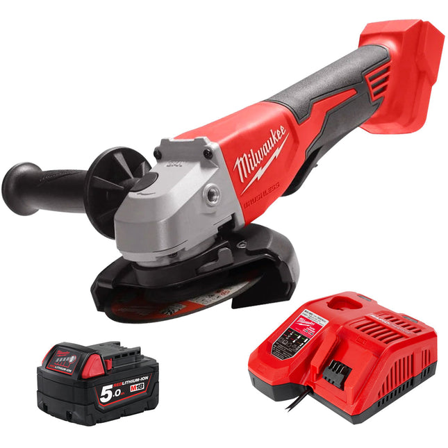 Milwaukee M18BLSAG115XPD-0 18V 115mm Brushless Angle Grinder with 1 x 5.0Ah Battery & Charger - MonkeyTools