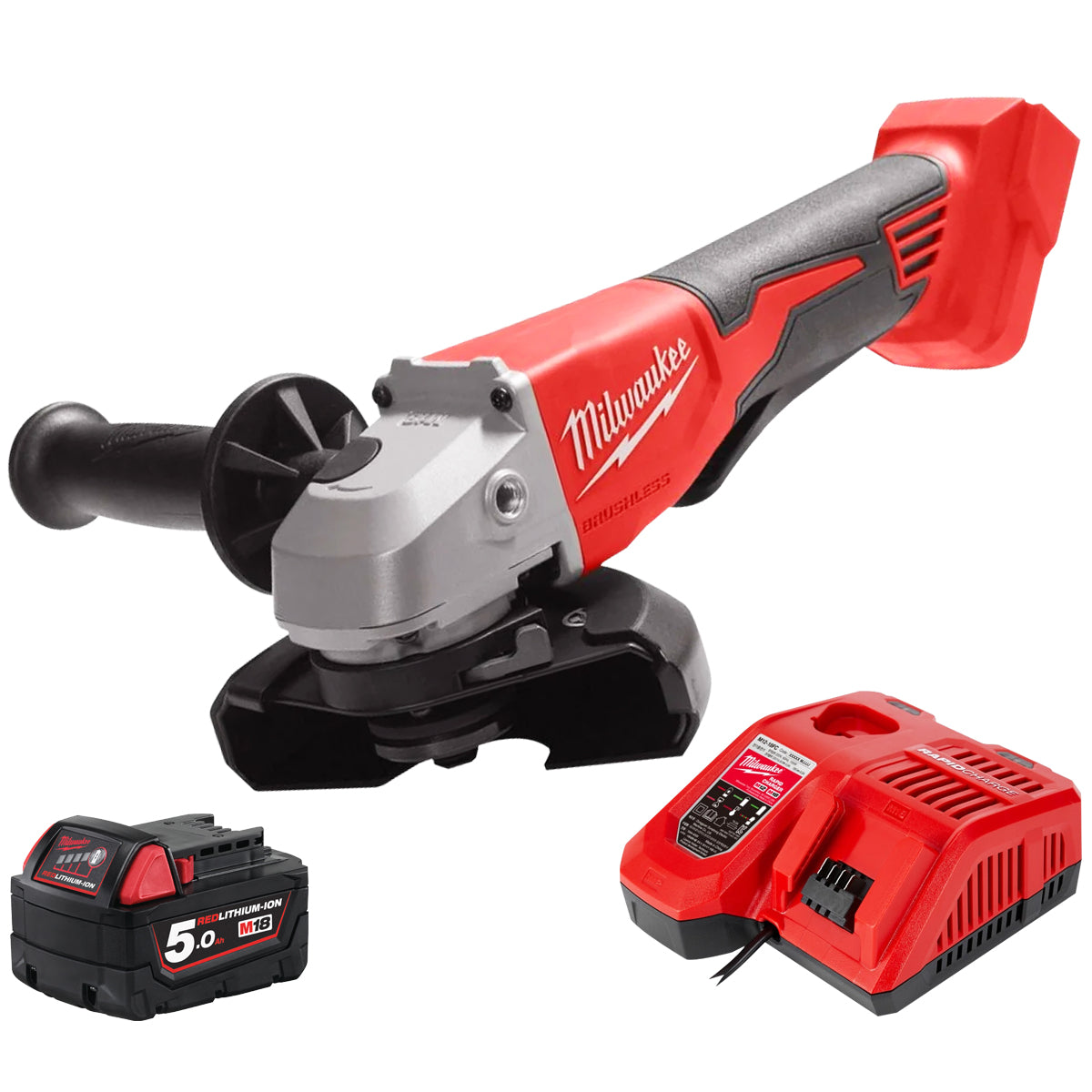 Milwaukee M18BLSAG125XPD-0 18V 125mm Brushless Angle Grinder with 1 x 5.0Ah Battery & Charger - MonkeyTools