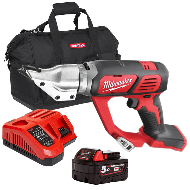 Milwaukee M18BMS12-0 18V 1.2mm Metal Shear with 1 x 5.0Ah Battery Charger & Bag - MonkeyTools
