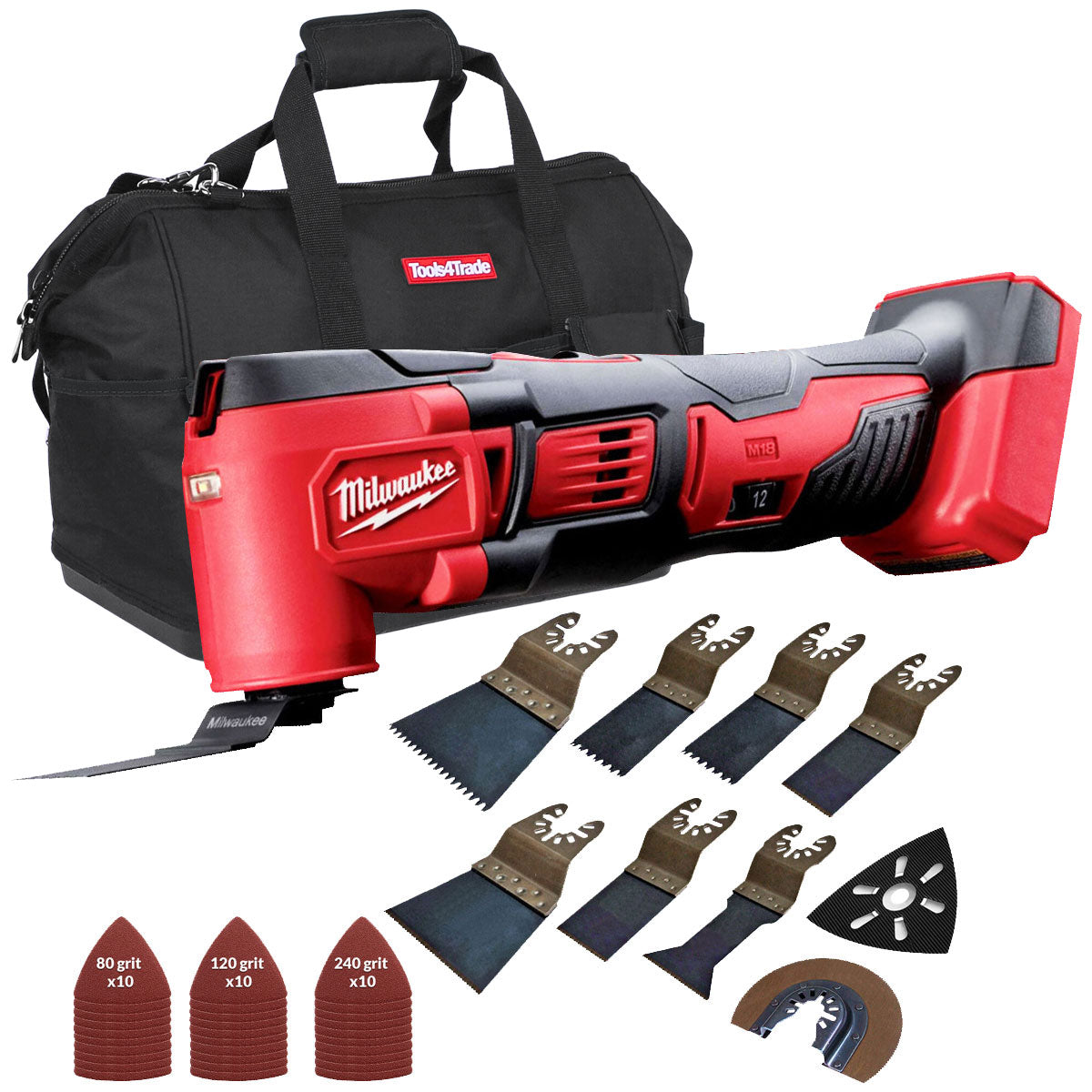 Milwaukee M18BMT-0 M18 18V Multi Tool with 39 Piece Accessories Set & Tool Bag - MonkeyTools