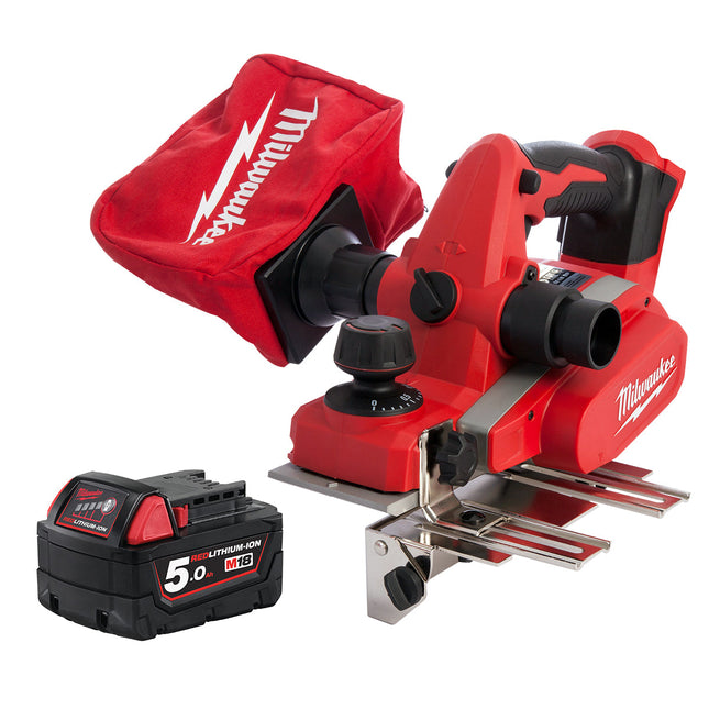 Milwaukee M18BP-0 18V Li-ion Cordless 82mm Compact Planer with 1 x 5.0Ah Battery - MonkeyTools
