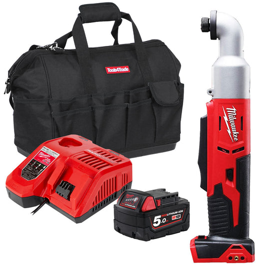 Milwaukee M18BRAID-0 18V 1/4” Hex Right Angle Impact Driver with 1 x 5.0Ah Battery Charger & Bag - MonkeyTools