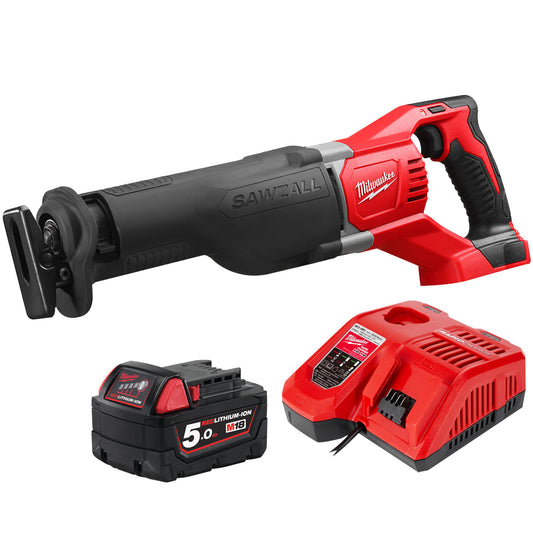 Milwaukee M18BSX-0 18V Heavy Duty Sawzall Reciprocating Saw with 1 x 5.0Ah Battery & Charger - MonkeyTools