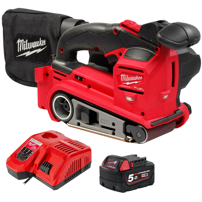 Milwaukee M18FBTS75-0 18V Fuel Brushless 75mm Belt Sander with 1 x 5.0Ah Battery & Charger - MonkeyTools