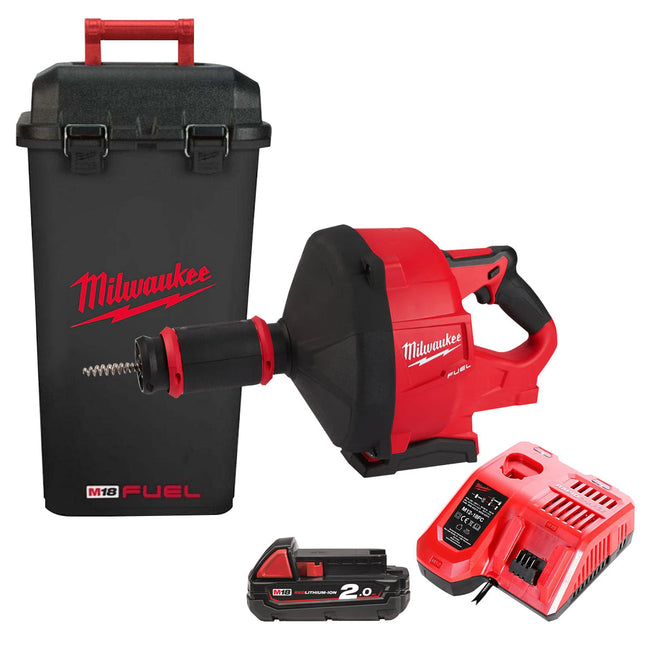 Milwaukee M18FDCPF10-0C 18V Fuel Brushless 10mm Drain Cleaner with 1 x 2.0Ah Battery & Charger - MonkeyTools