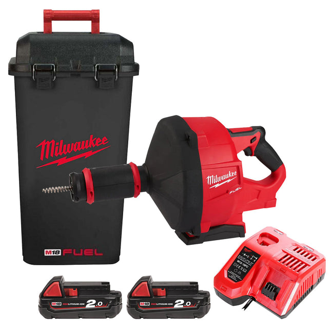 Milwaukee M18FDCPF10-0C 18V Fuel Brushless 10mm Drain Cleaner with 2 x 2.0Ah Battery & Charger - MonkeyTools