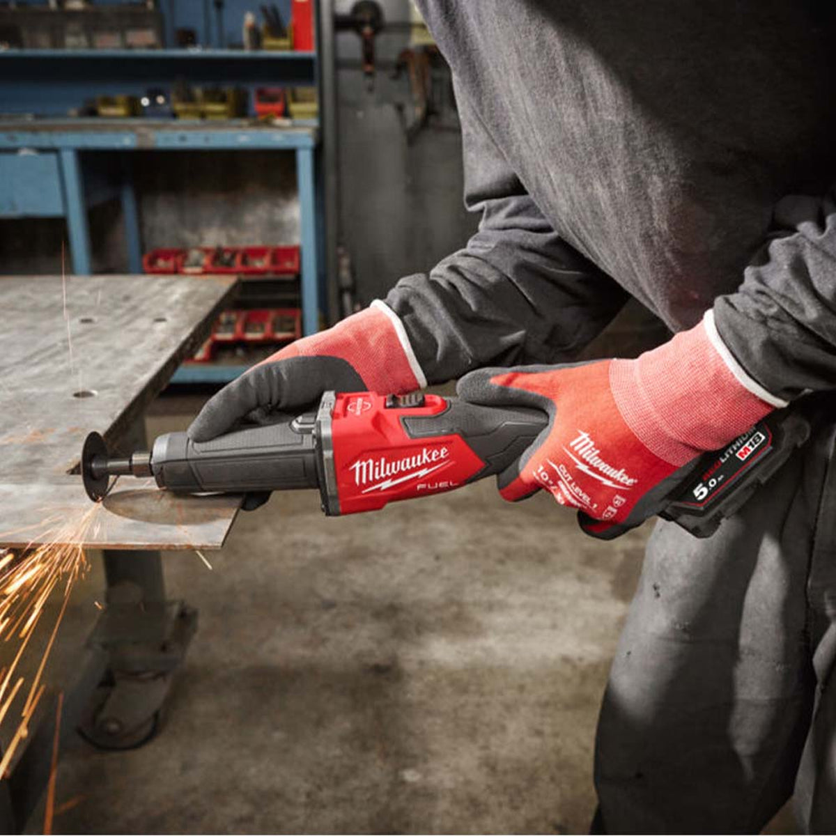 Milwaukee M18FDGRB-0 18V Brushless Braking Die Grinder with 2 x 5.0Ah Battery - MonkeyTools