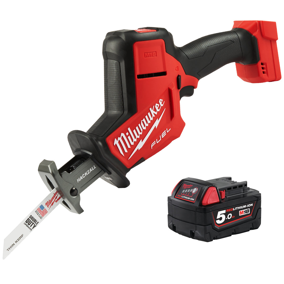 Milwaukee M18FHZ-0 18V Fuel Brushless Hackzall Reciprocating Saw with 1 x 5.0Ah Battery - MonkeyTools