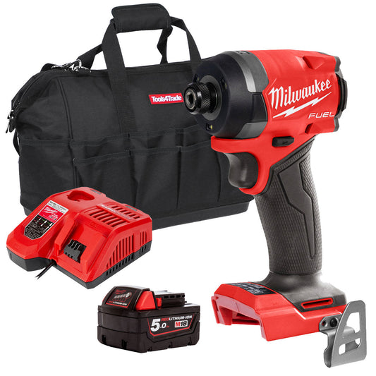 Milwaukee M18FID3-0 18V Fuel Brushless 1/4" Impact Driver with 1 x 5.0Ah Battery, Charger & Bag - MonkeyTools